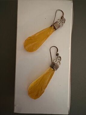 Yellow Teardrop Dangle Earrings - Unbranded
